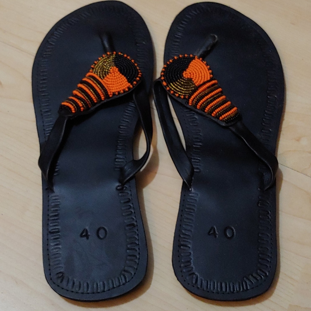 Sandals - NWOT - Beaded - Women's - Size 7.5 / 8.0 - Black